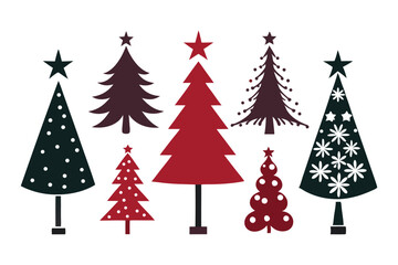 Fototapeta premium Stylized Christmas Tree Icons For Crafts