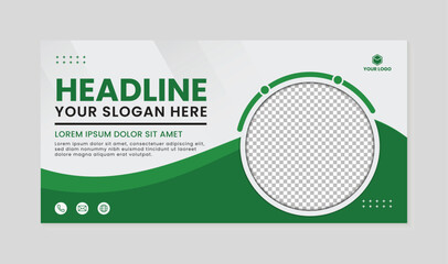 Modern business banner green wave pattern, abstract business modern design background