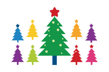 Obraz premium White Background Christmas Tree Illustrations