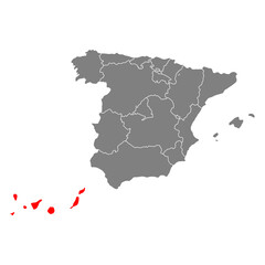 Canary Islands of Spain map symbol shape, travel web flat vector illustration .
