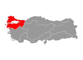 Marmara Region of Turkey map symbol shape, travel web concept icon vector illustration .