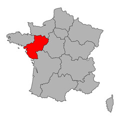 Lands of the Loire of France map symbol shape, travel web flat concept icon symbol vector .