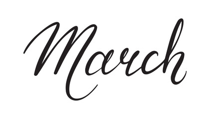 March spring month handwritten doodle lettering phrase or quote. March spring month message saying text. Hand drawn print clipart.