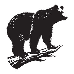 Minimal-contour bear silhouette vector designed for refined design themes – bear silhouette – bear vector – bear illustration – silhouette of bear

