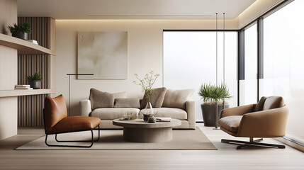 Modern living room with stylish furniture.