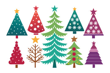Obraz premium Christmas Tree Shapes And Silhouettes Set