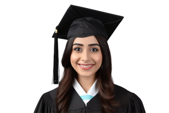 Smiling Indian Female Student on a Transparent background – PNG Transparent Background for Educational & Marketing Projects. PNG cut out. Isolated image.