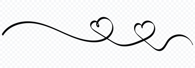 Heart lines. Continuous line drawing.Vector Illustration for heart, love, valentine, wedding. Double heart wavy line. Vector illustration