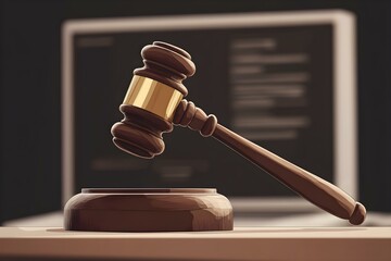 Legal Concept Display with Gavel and Legislative Screen