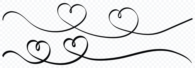 Abstract hearts continuous line drawing. Heart or love line doodle line art vector icon for apps, print, template and websites. Banner for valentine's day. Vector illustration.