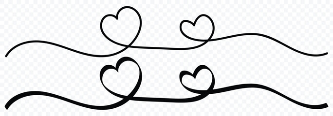 Heart lines. Continuous line drawing.Vector Illustration for heart, love, valentine, wedding. Double heart wavy line. Vector illustration
