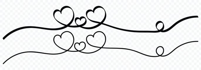 Heart lines. Continuous line drawing.Vector Illustration for heart, love, valentine, wedding. Double heart wavy line. Vector illustration
