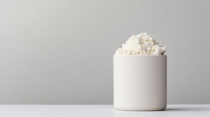 White powdered supplement in a simple container