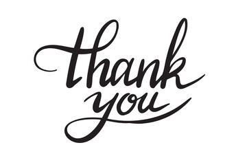 Thank you hand drawn doodle lettering phrase or quote. message saying thank you text. Handwritten style words and letters print clipart. 
