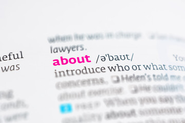 the meaning usage of the word “ABOUT.”