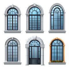 Fototapeta premium Different arched window styles for architecture design