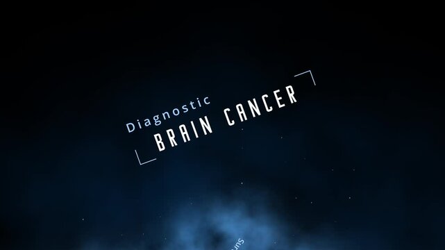 Brain Cancer animation shows oncology research and cancer research word cloud with diagnostic and treatment of brain cancer or brain tumors like chemotherapy to fight carcinoms or metastasis survivors