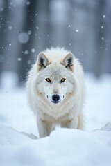 Fototapeta premium White wolf in snowy landscape