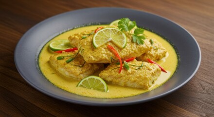 Focus-Stacked Image of Fish in Coconut Milk Sauce