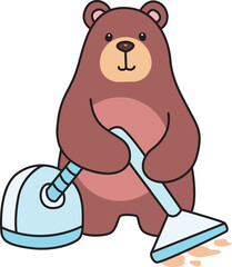 Illustration of cute bear icon.
Funny bear in daily activities elements.