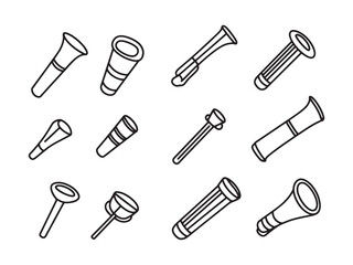 This black vector set features various work tools icons, including a hammer, wrench, and screwdriver, ideal for repair or construction design