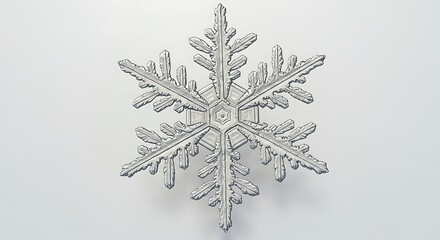 Detailed Snowflake Macro Shot on White Background