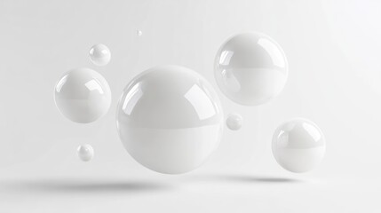 Floating white spheres on a light background