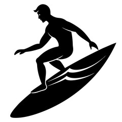 surfer silhouette vector silhouette vector illustration on white background.