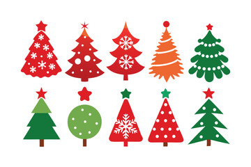 Obraz premium Christmas Tree Outline Icons White Background