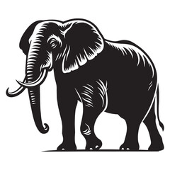 High-contrast elephant silhouette vector tailored for visibility – elephant silhouette – elephant vector – elephant illustration – silhouette of elephant

