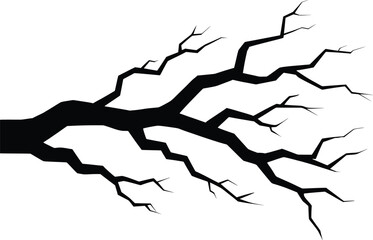 Dead Tree Branch Silhouette,  Bare Twisted Limb Vector Art