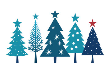 Obraz premium Minimalist Christmas Tree Icon Collection