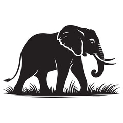 Obraz premium Bold-edged elephant silhouette designed for scalable digital media – elephant silhouette – elephant vector – elephant illustration – silhouette of elephant