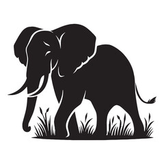 Obraz premium Majestic elephant silhouette for premium graphic designs – elephant silhouette – elephant vector – elephant illustration – silhouette of elephant