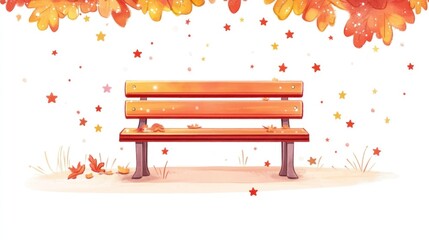 Autumn park bench scene
