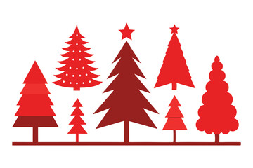 Fototapeta premium Minimalist Christmas Tree Icon Collection