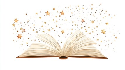 Obraz premium Open book with golden stars, symbolizing knowledge and imagination