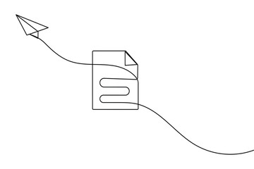 Document with folded corner continuous one line drawing