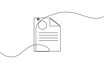 Document with folded corner continuous one line drawing