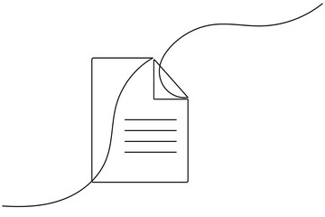 Document with folded corner continuous one line drawing