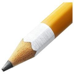 Yellow pencil on transparency background with sharp graphite tip and wooden texture for creative and educational concepts