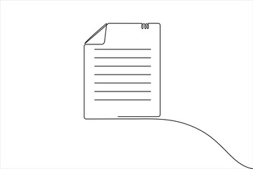 Document with folded corner continuous one line drawing