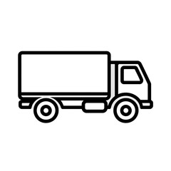 A simple black and white line drawing of a delivery truck
