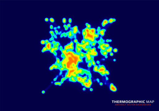 Heat map. Abstract infrared thermographic background. Temperature distribution and data analysis. Thermal imaging concept. Vector illustration.