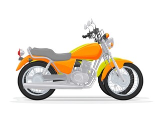 Obraz premium A yellow and orange motorcycle with chrome accents and a grey seat