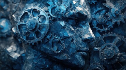 Mechanical head, gears, intricate