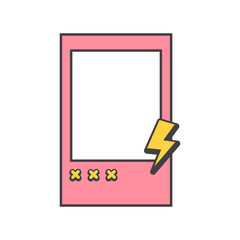 Retro cute pink polaroid photo frames background. Doodle frame polaroid border element vector illustration