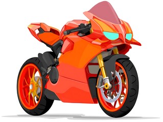 Obraz premium Sleek orange superbike, sharp lines, detailed design, powerful engine, sporty wheels