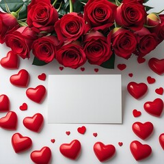 valentine card with roses and heart