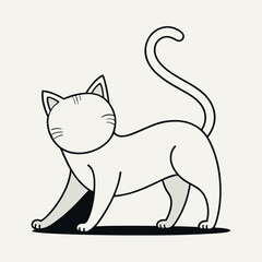 A simple illustration of a sleek white cat with an elegant posture